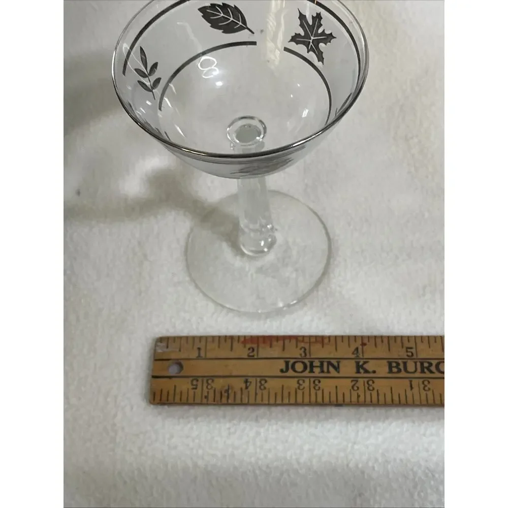 Libbey Silver Leaf Champagne Martini Sherbet Glasses X2 6 oz